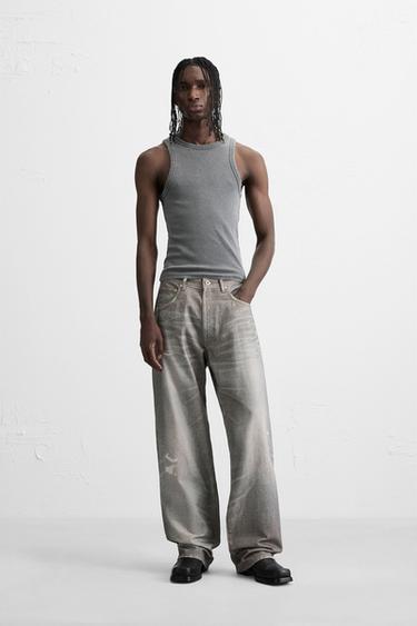 PRINTED BAGGY FIT JEANS - Blue by Zara