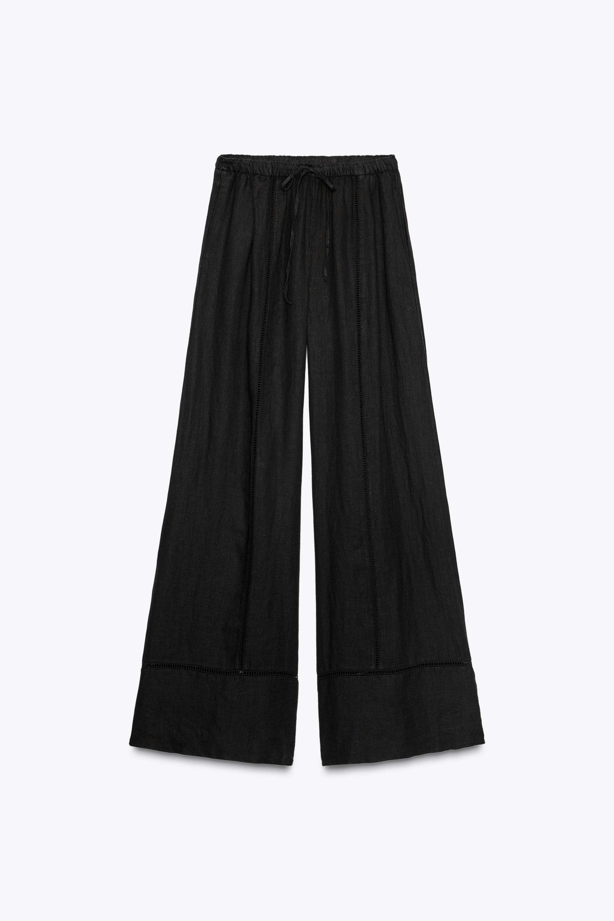 【ZARA】ZW COLLECTION リネン100% パラッツォパンツ 4043/059 ZW COLLECTION リネン100% パラッツォパンツ - ブラウン/モール
