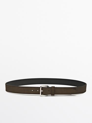 Cinturón piel serraje sombreado - Khaki de Zara
