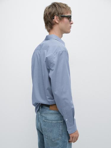 Camisa cuadros regular fit 100% algodón - Azulón de Zara