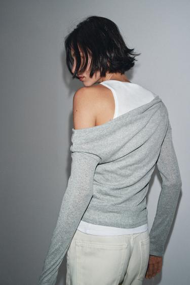 ASYMMETRIC LAYERED-EFFECT T-SHIRT - Grey marl by Zara - Image 2