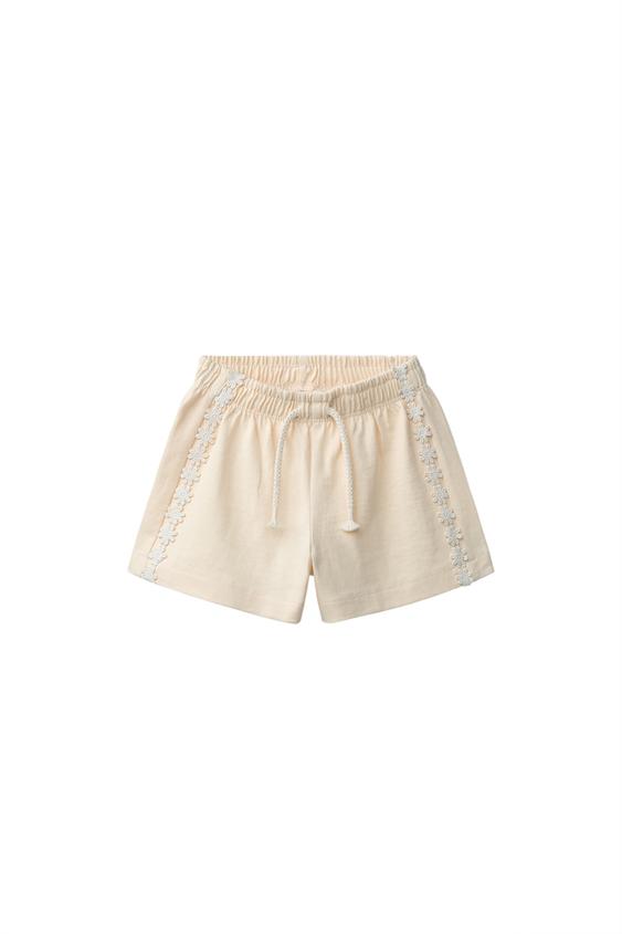 Zara HEAVY WEIGHT FLORAL PLUSH SHORTS - Mid-ecru - Image 0