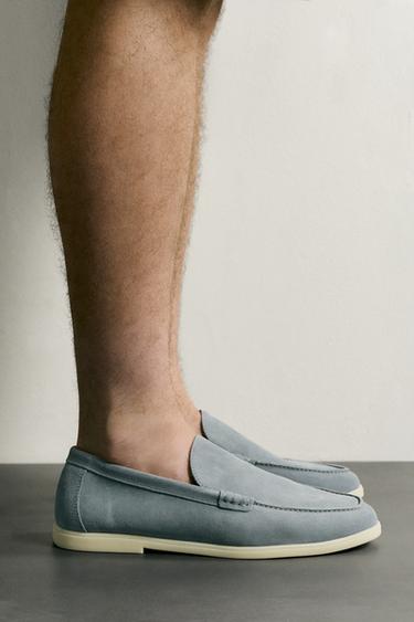 CASUAL LEATHER LOAFERS - Light Blue by Zara - Image 0