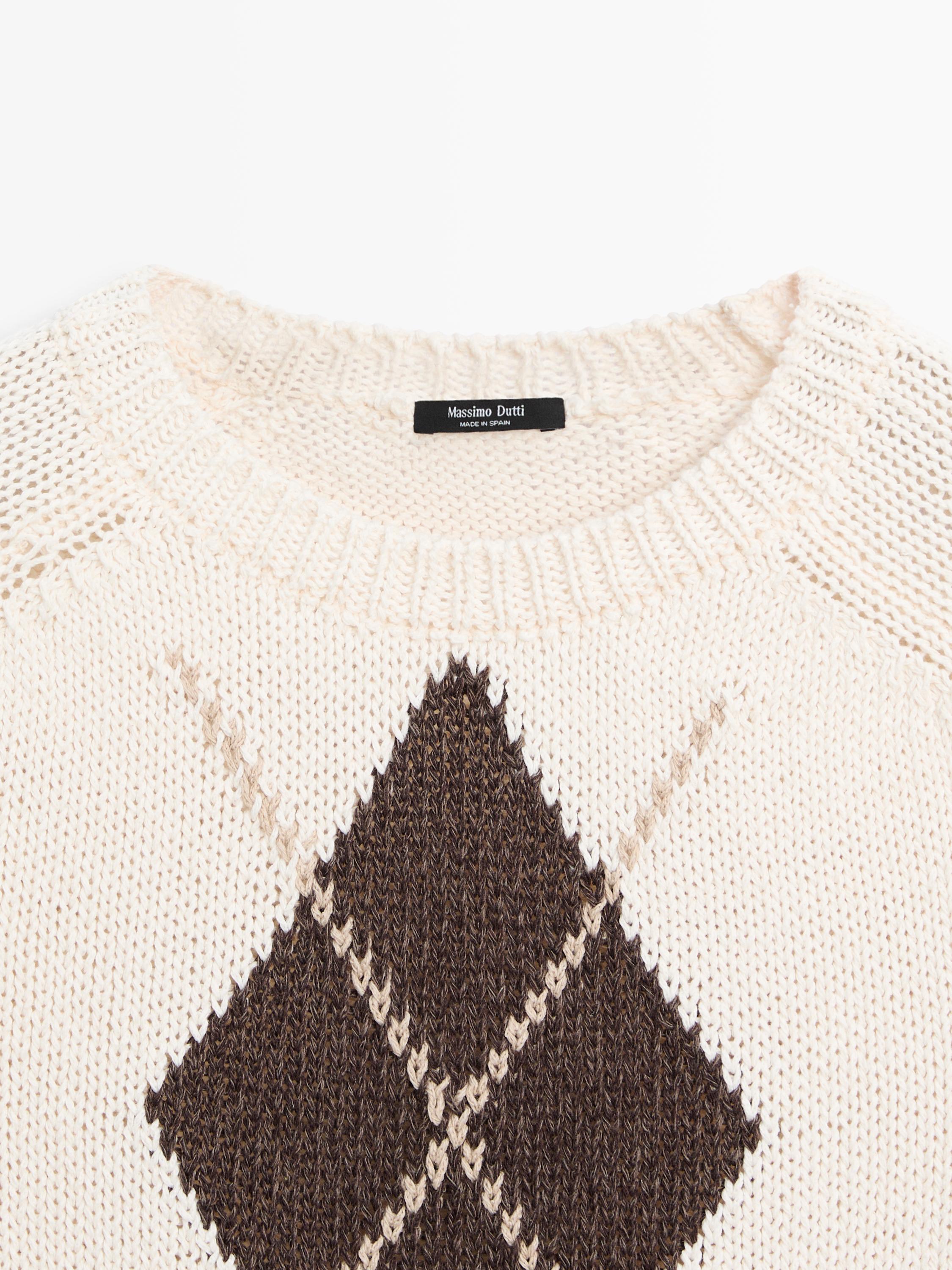 Pull en maille à manches courtes losanges