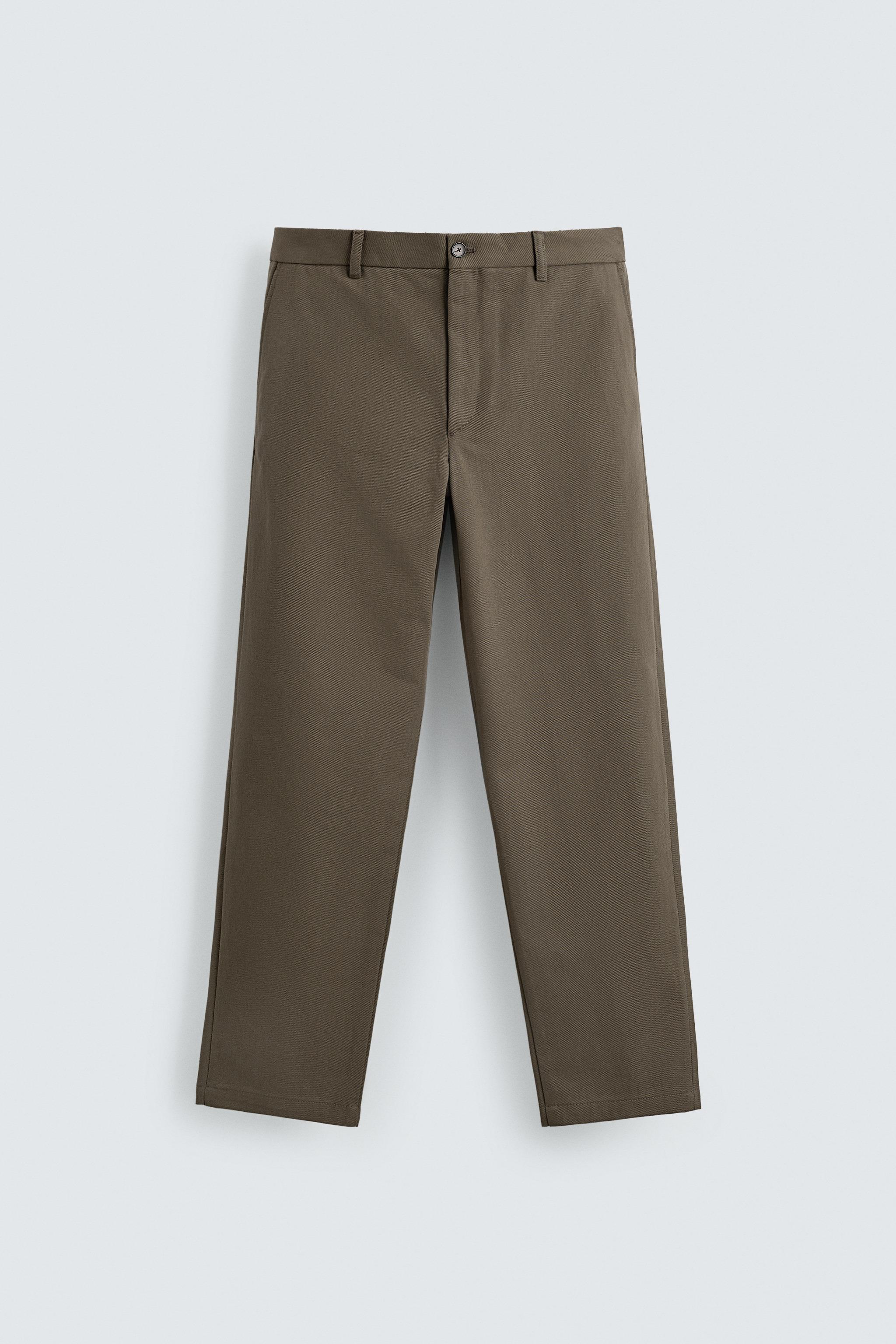 STRUCTURED STRAIGHT FIT PANTS — taupe brown