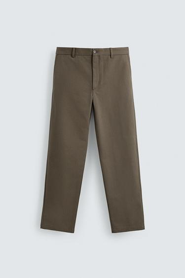 TEXTURED STRAIGHT-LEG TROUSERS - camel by Zara