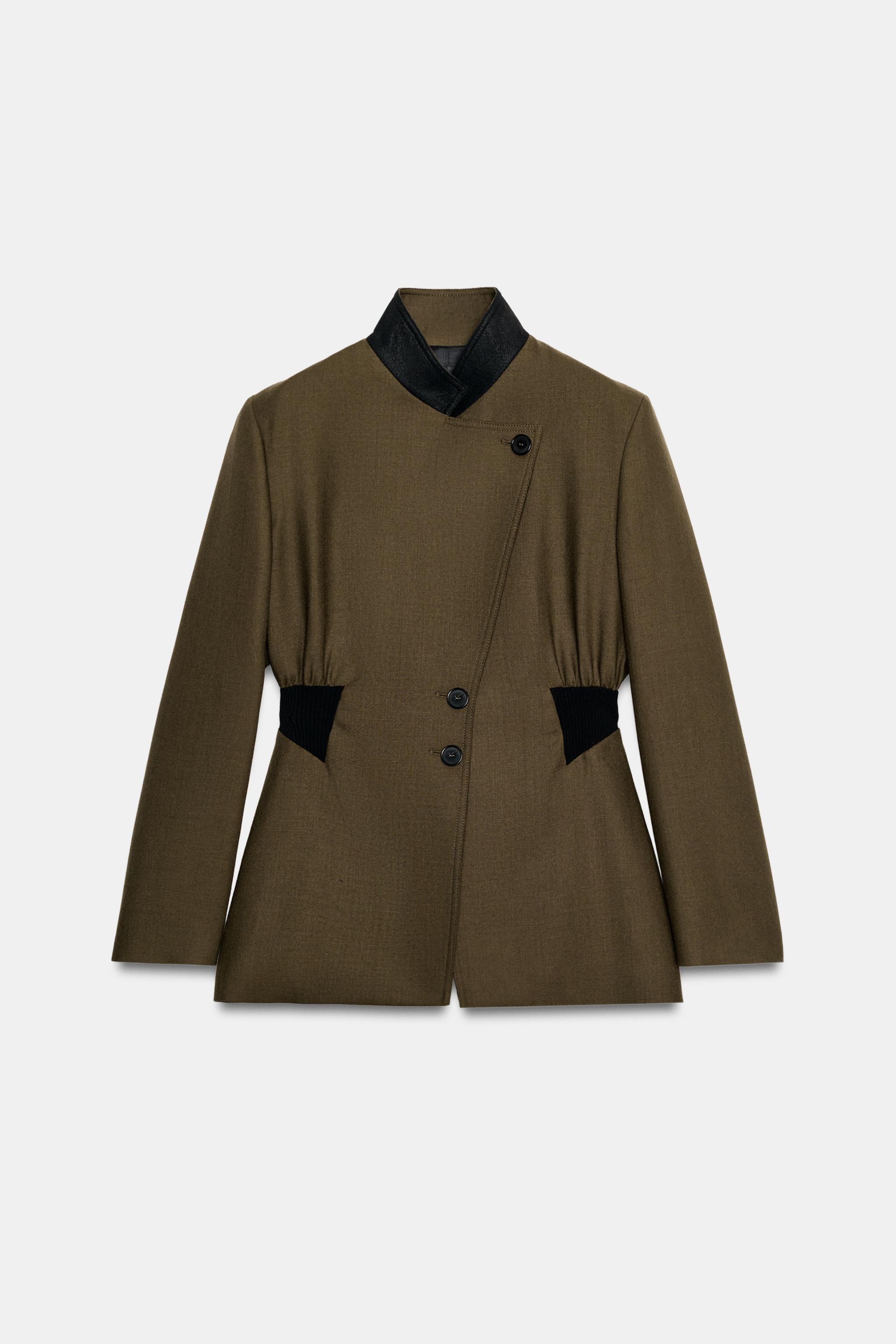 ZW COLLECTION 100% WOOL FITTED JACKET WITH ELASTIC WAIST