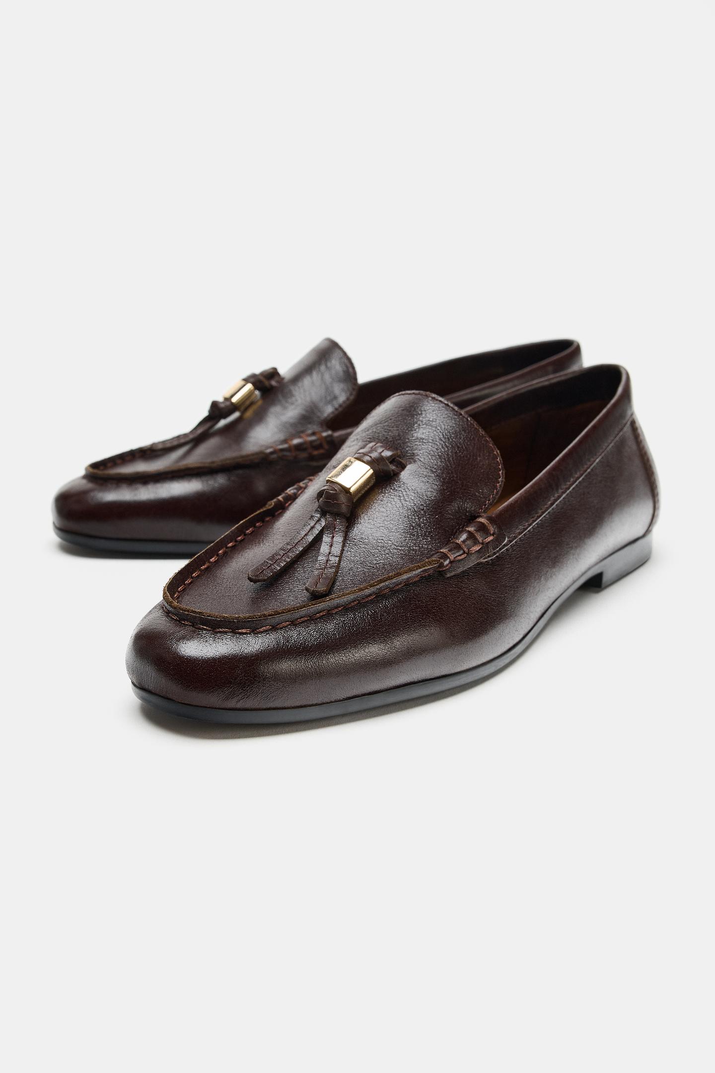 Туфли Zara Leather Tassel, цвет: Коричневый — фото 2