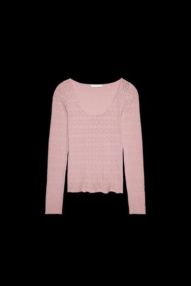 SEAMLESS LACE TOP - Dusty pink by Zara - Image 0