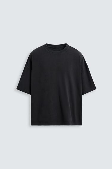 Zara LIGHTWEIGHT WASHED BOXY FIT T-SHIRT - Anthracite grey
