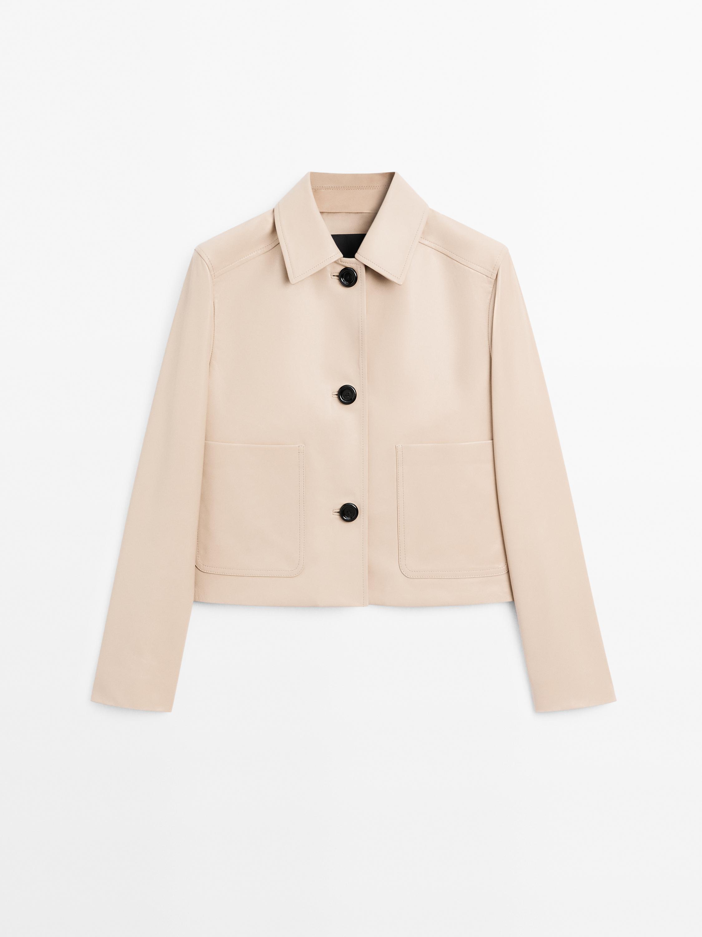 Veste courte en cuir nappa