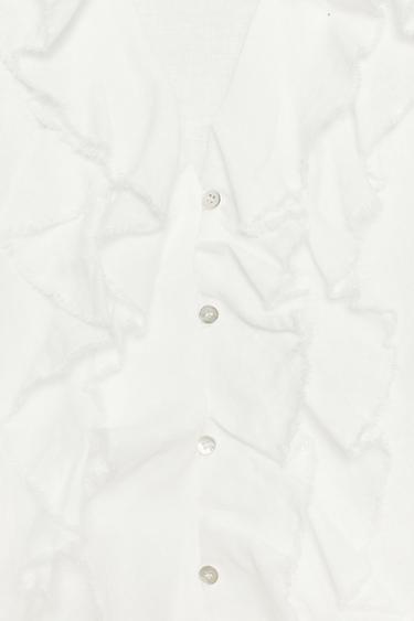 ZW COLLECTION LINEN RUFFLE SHIRT - White by Zara - Image 6