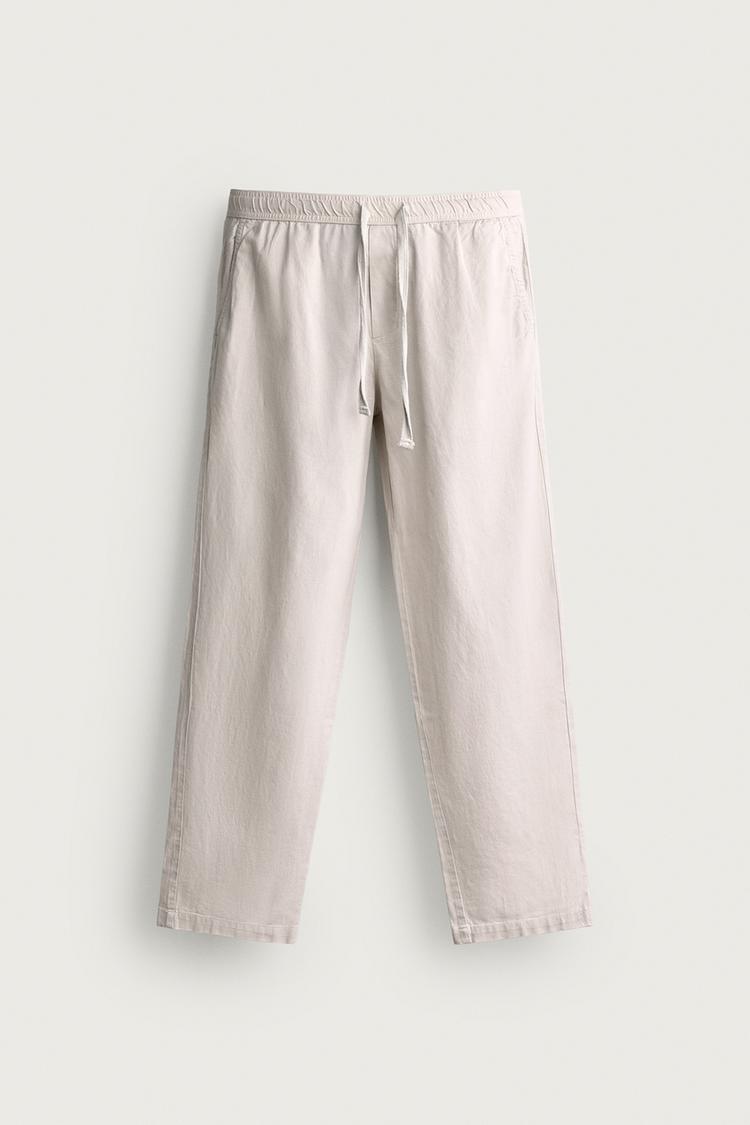 COTTON BLEND RELAXED FIT TROUSERS