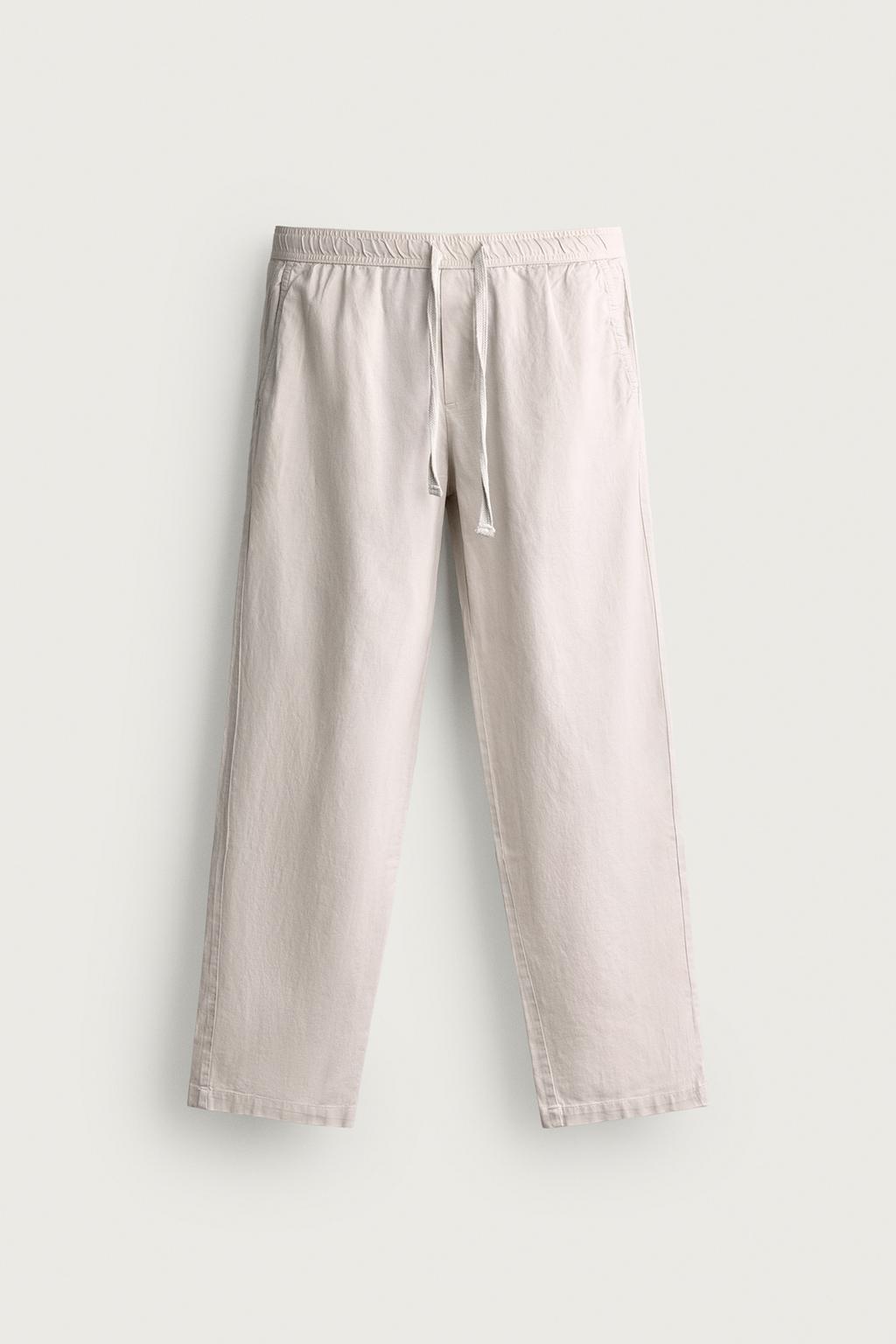 COTTON BLEND RELAXED FIT TROUSERS