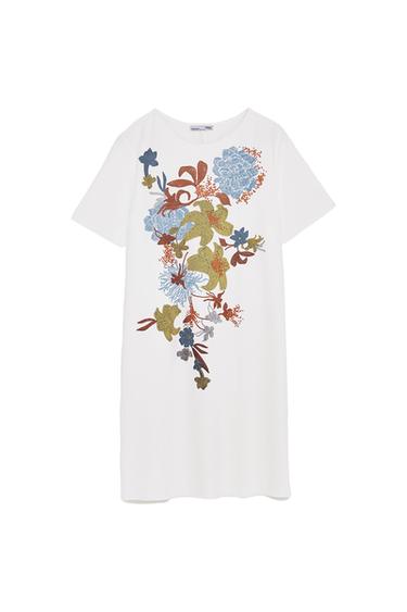 DRESS WITH RUBBERIZED FLORAL PRINT