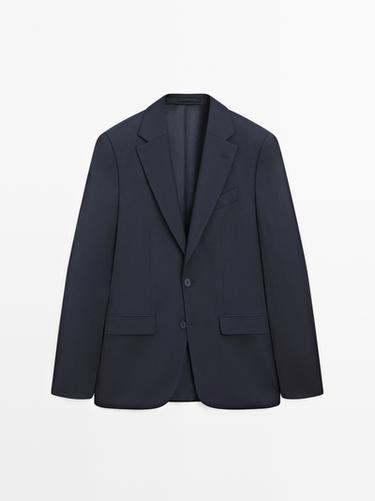 Zara Cool wool blend suit blazer - Navy blue
