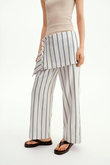 Zara ZW COLLECTION 條紋紗籠式長褲 - 條紋