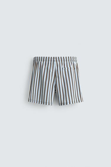 MID-LENGTH STRIPED SWIMMING TRUNKS - Sky blue by Zara - Image 7