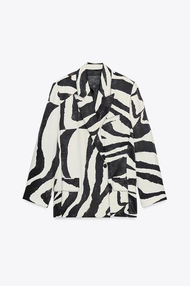 ZW COLLECTION ANIMAL PRINT BLAZER - Black / White by Zara - Image 2