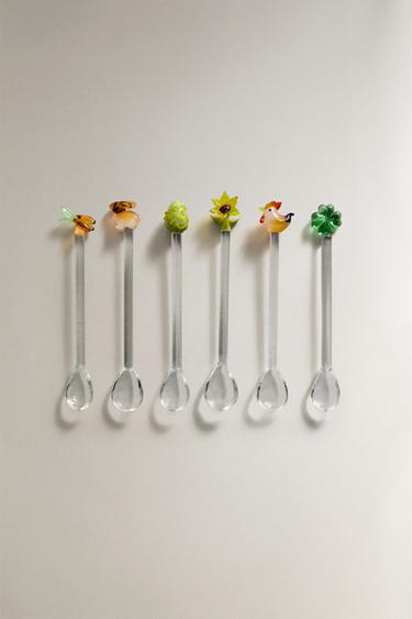 LOT PETITES CUILLÈRES EN VERRE PÂQUES (LOT DE 6) - Vert de Zara