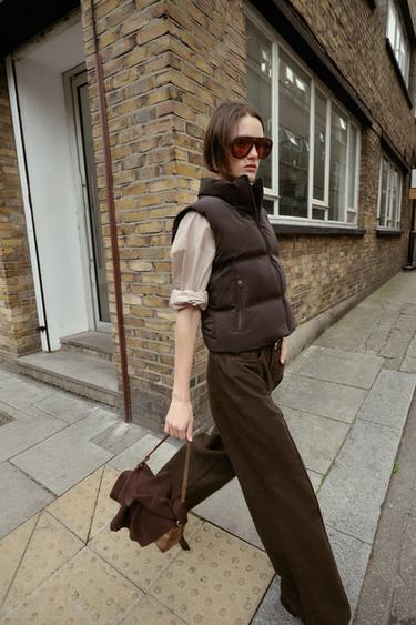 CHALECO ACOLCHADO ENGOMADO - Marrón de Zara