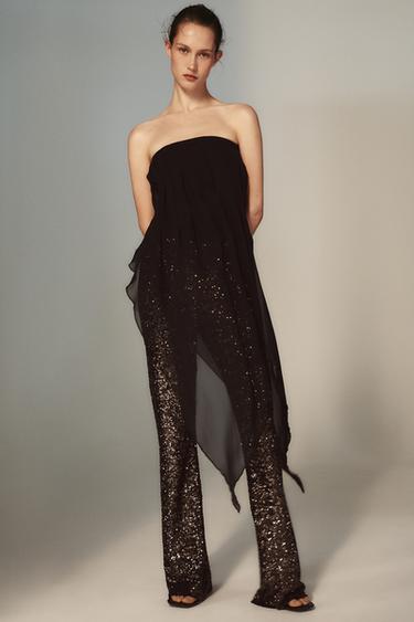 TOP TOMARA QUE CAIA COMBINADO - Preto da Zara