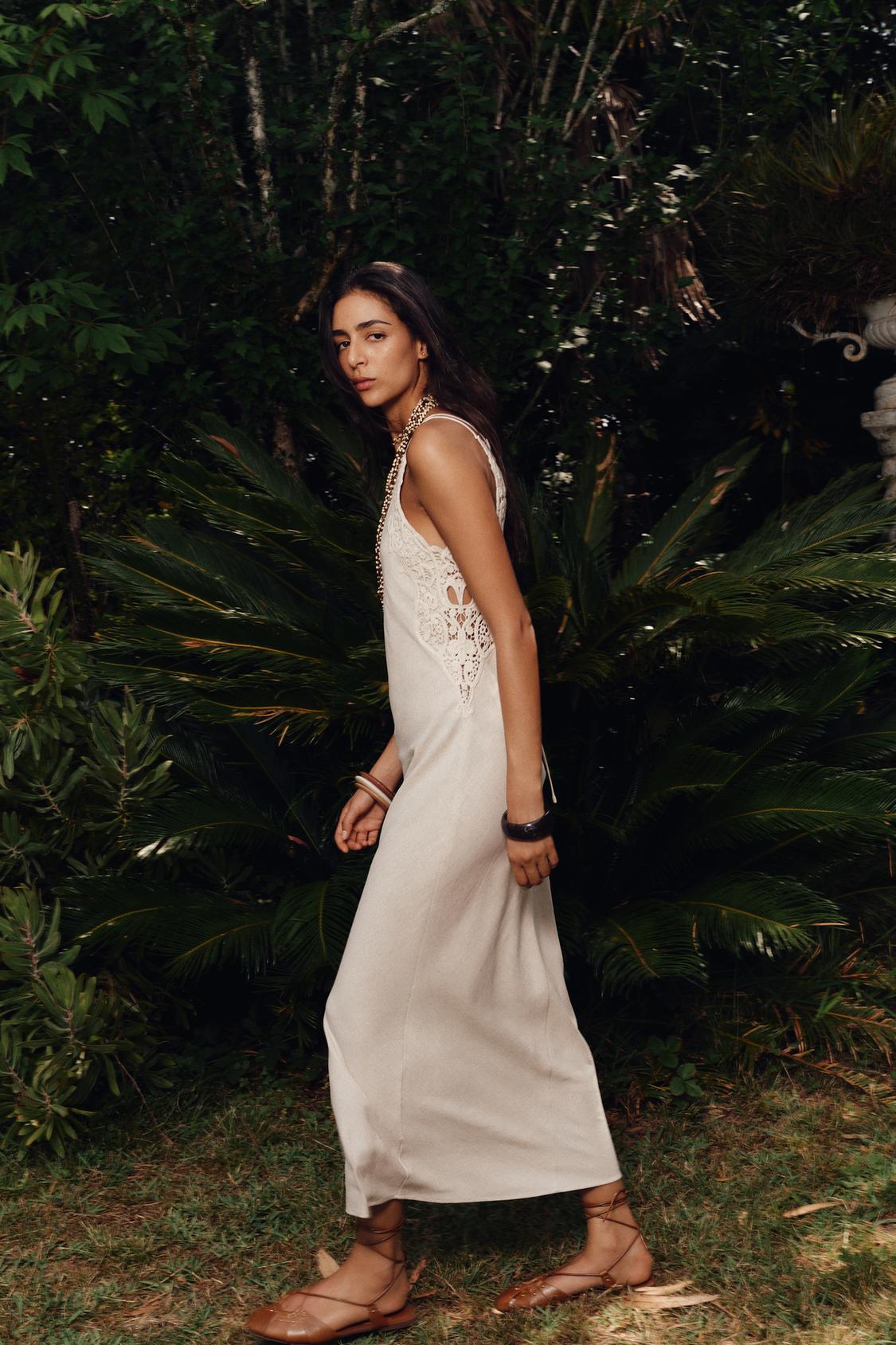 COMBINATION CROCHET MIDI DRESS