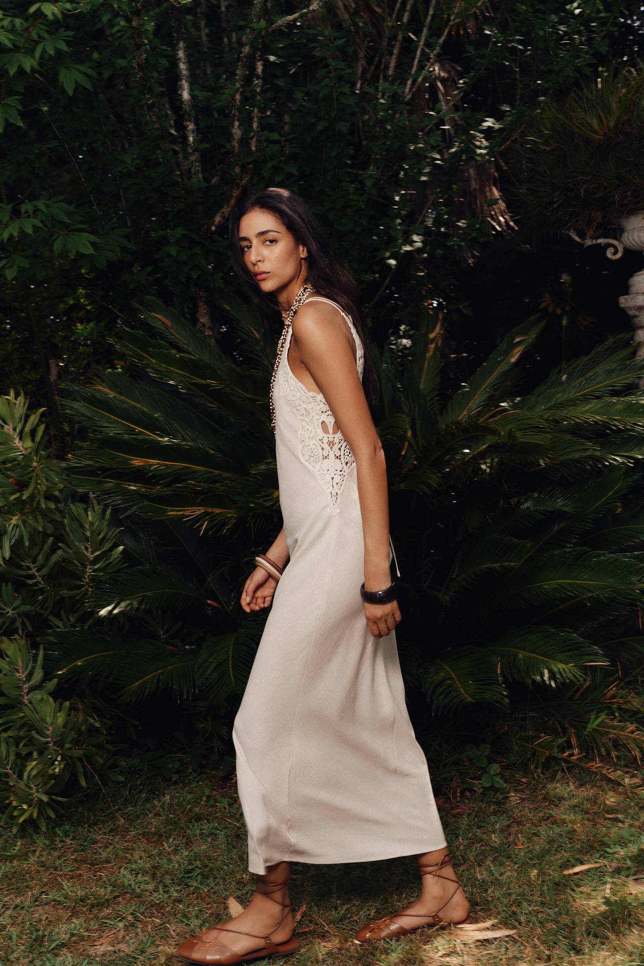 COMBINATION CROCHET MIDI DRESS