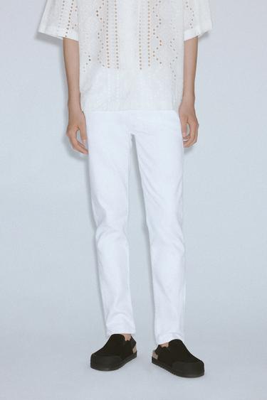 Zara SLIM FIT 修身牛仔褲 - 白色