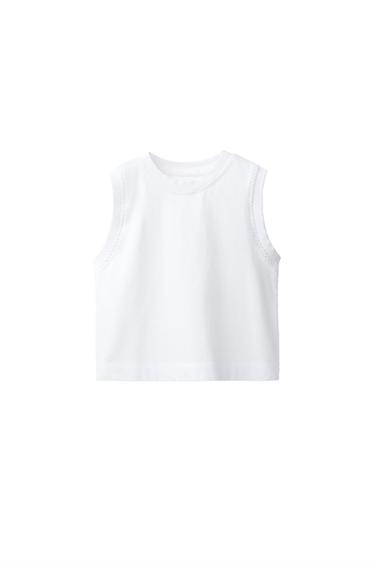 Zara HEAVY JERSEY EMBROIDERED T-SHIRT - White