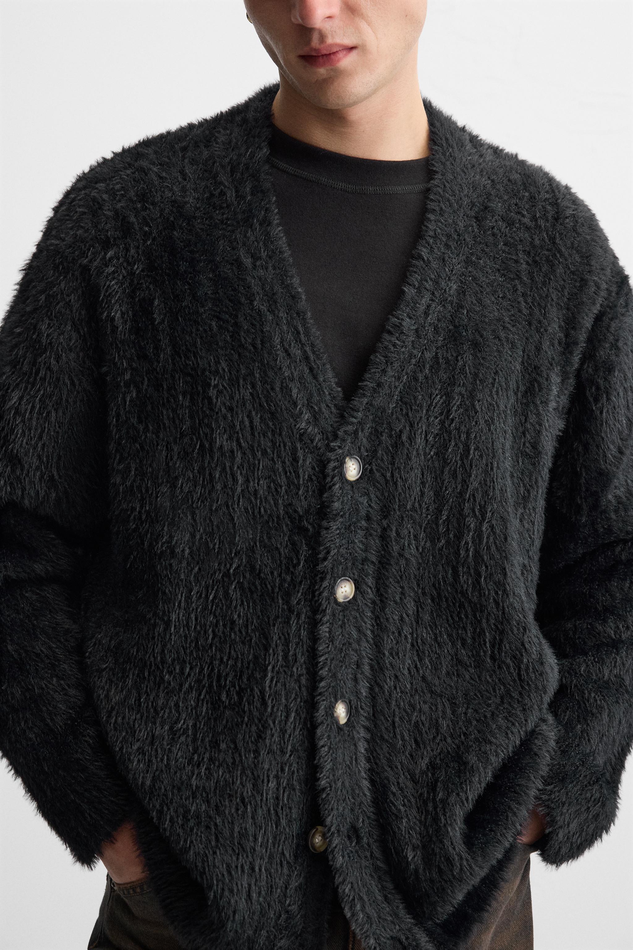 テクスチャードリブ編みカーディガン - ブラック | ZARA Japan