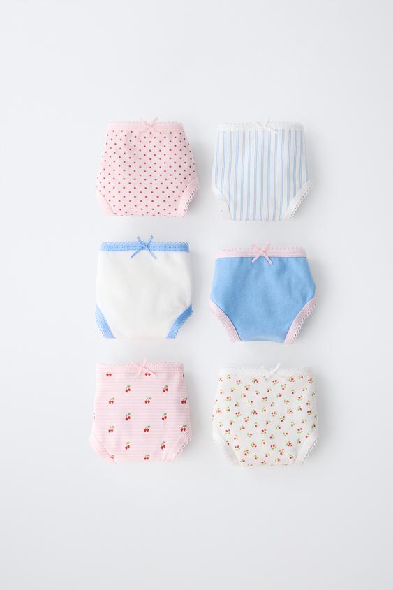 6-14 YEARS/ SIX-PACK OF STRIPED AND CHERRY BRIEFS - Multicoloured by Zara - Image 0