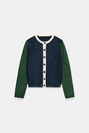 COLOUR BLOCK KNIT CARDIGAN - only one by Zara