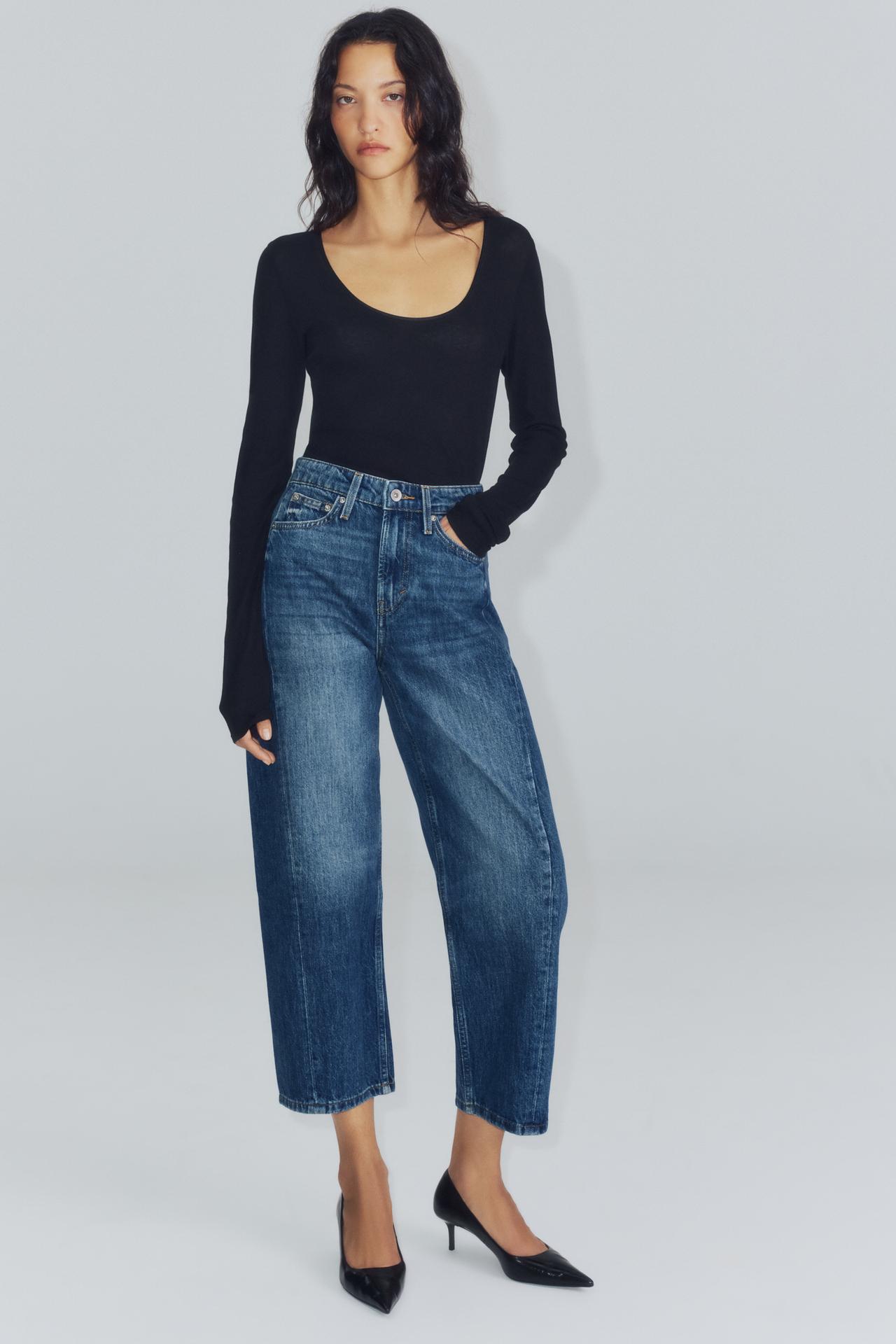 ZW COLLECTION MID-RISE ANKLE RELAXED JEANS — Blue