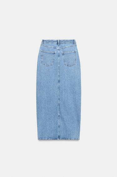 JUPE Z1975 MI-LONGUE EN JEAN À OUVERTURE - Bleu moyen de Zara - Image 8
