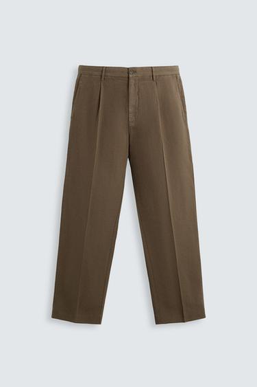 WASHED SUIT TROUSERS - Khaki by Zara