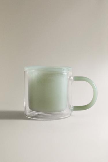DOUBLE-WALL BOROSILICATE COFFEE CUP - Sea green by Zara - Image 0