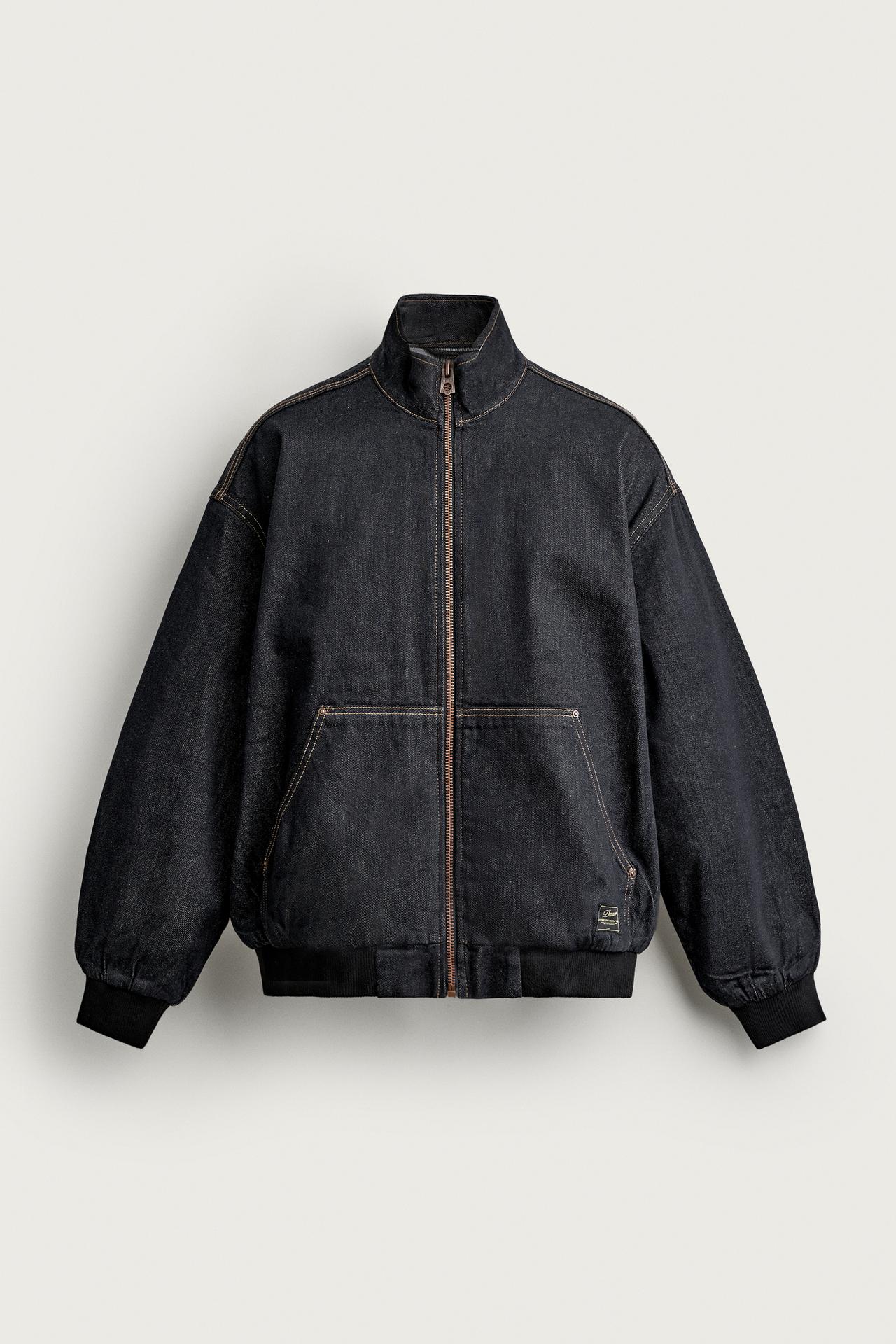 RELAXED FIT QUILTED DENIM JACKET — Indigo