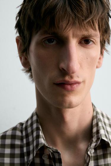 RAMIE AND SILK CHECK SHIRT - Mid-green by Zara - Image 5