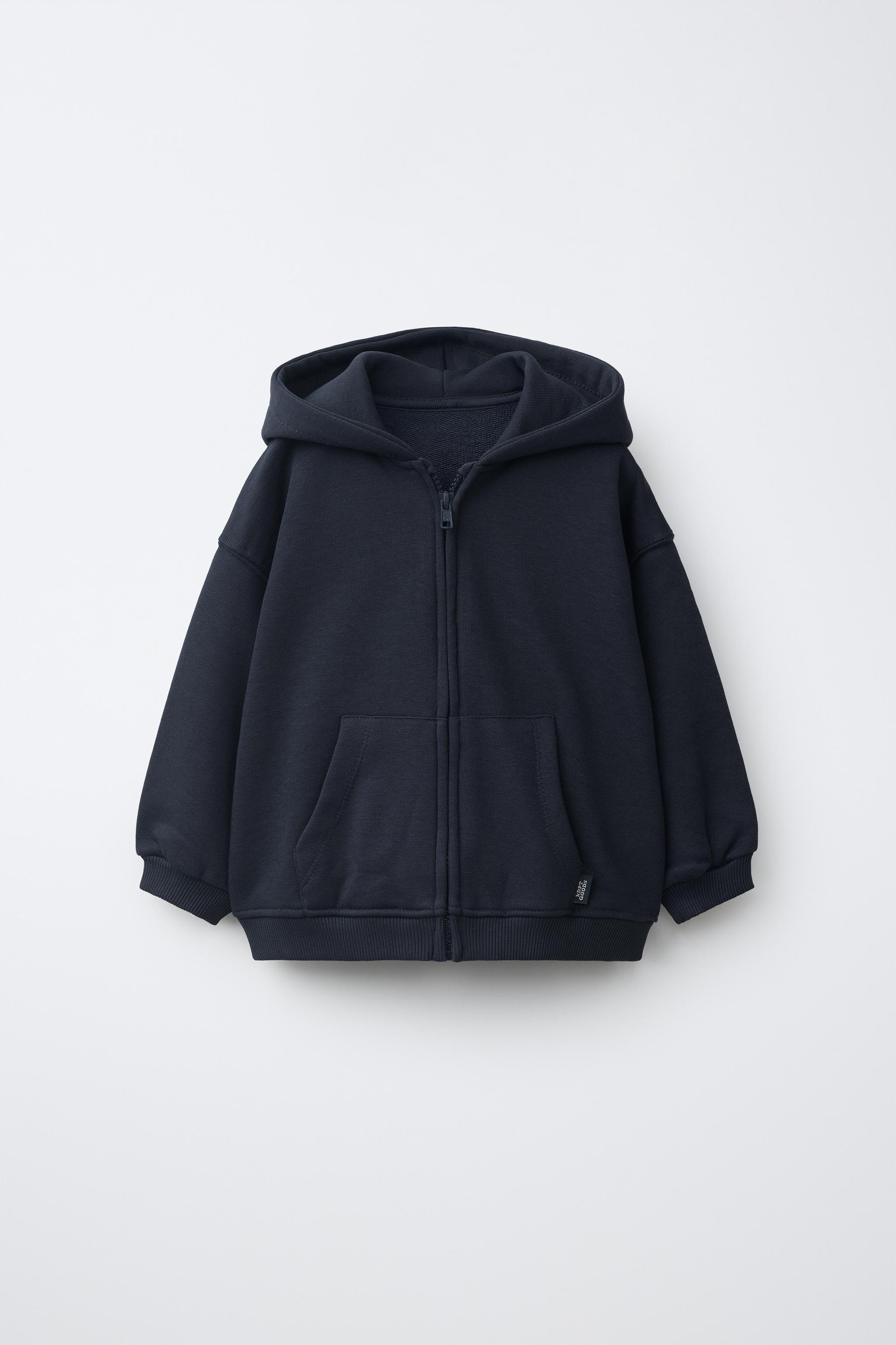 HOODED ZIP SWEATSHIRT — Navy blue
