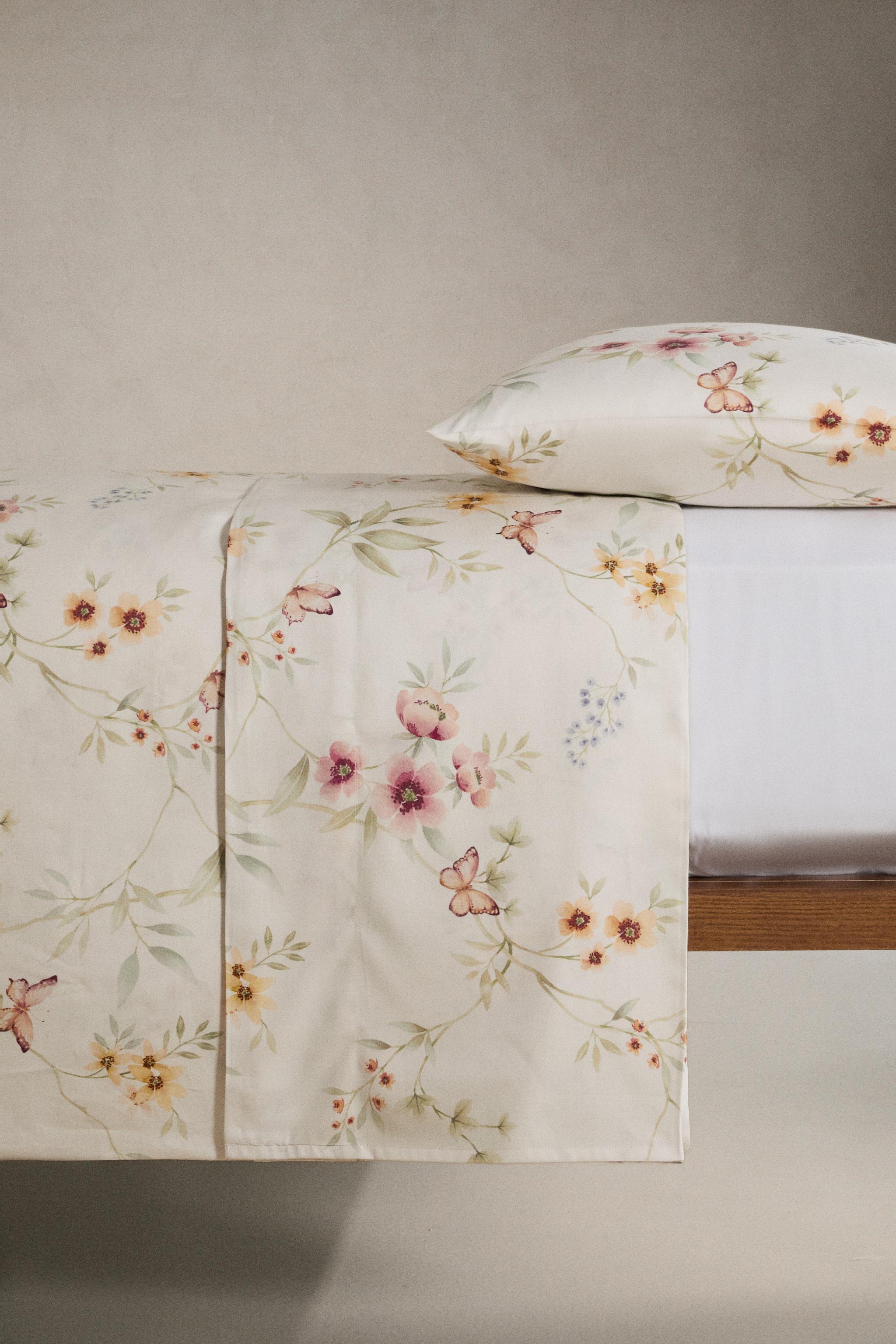 DRAP DE DESSUS SATIN IMPRIMÉ FLEUR