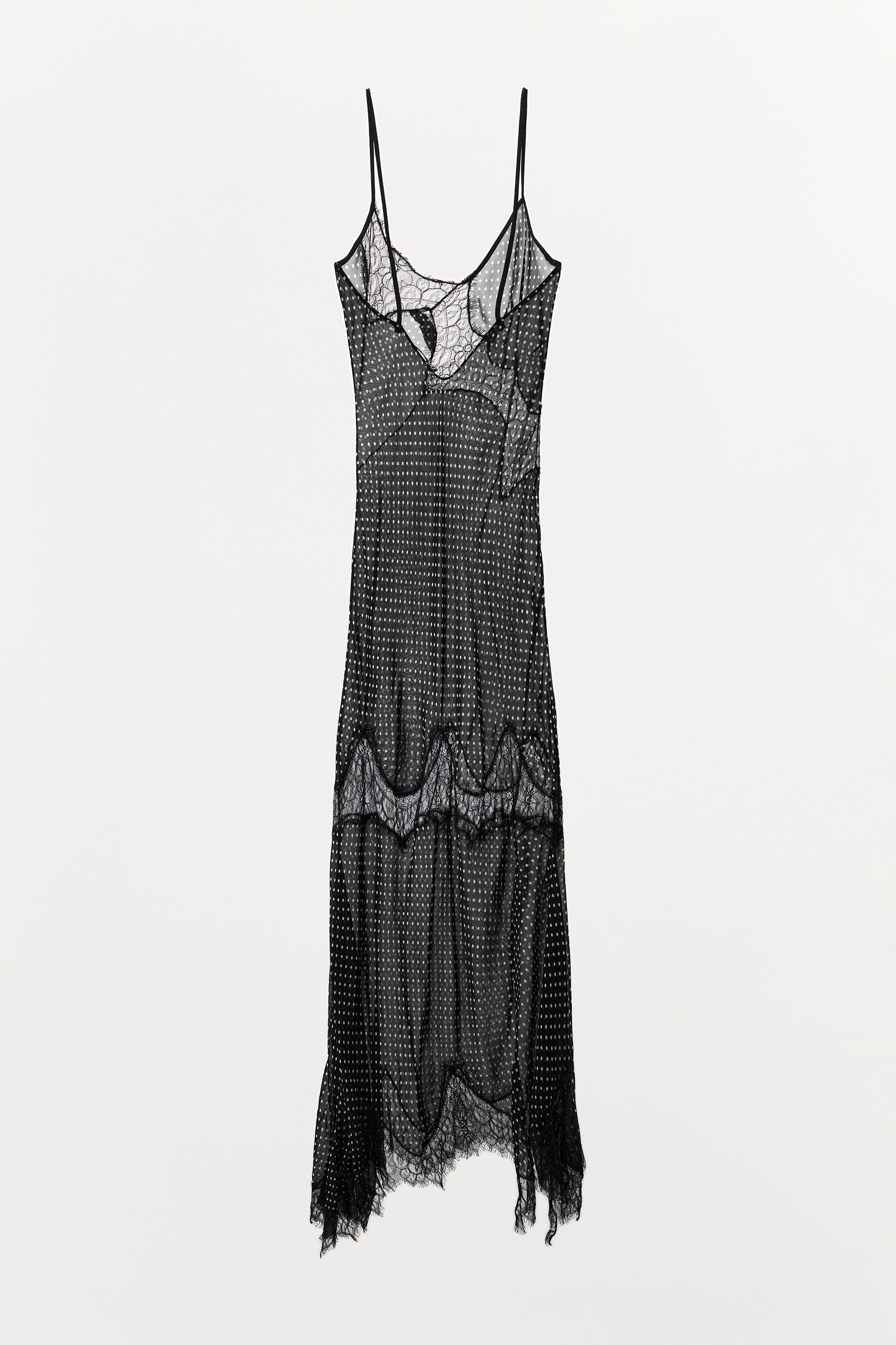 ROBE IMPRIMÉE À POIS ET DENTELLE