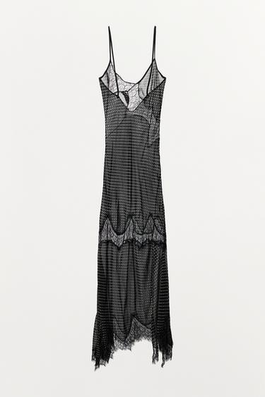 PRINTED LACE DOTS DRESS - Black by Zara - Image 4