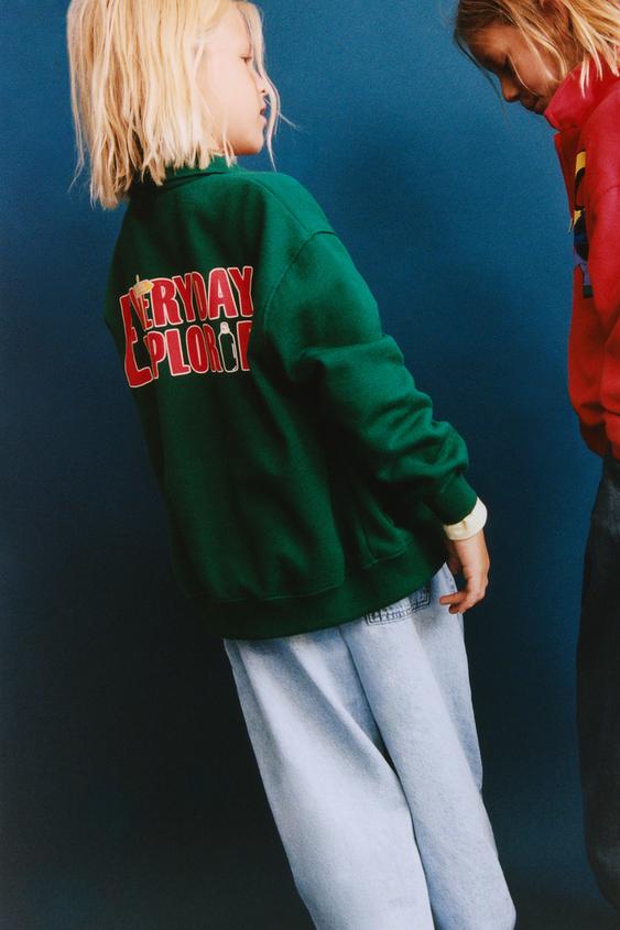 TEXT PRINT PLUSH JACKET - Green by Zara - Image 0