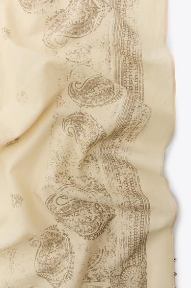 COTTON SCARF WITH BEADS - Sand by Zara - Image 3