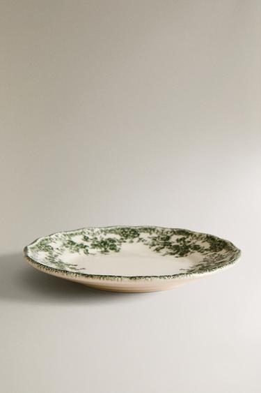 ASSIETTE À PAIN FAÏENCE IMPRIMÉ FLEURS - Vert olive de Zara - Image 1