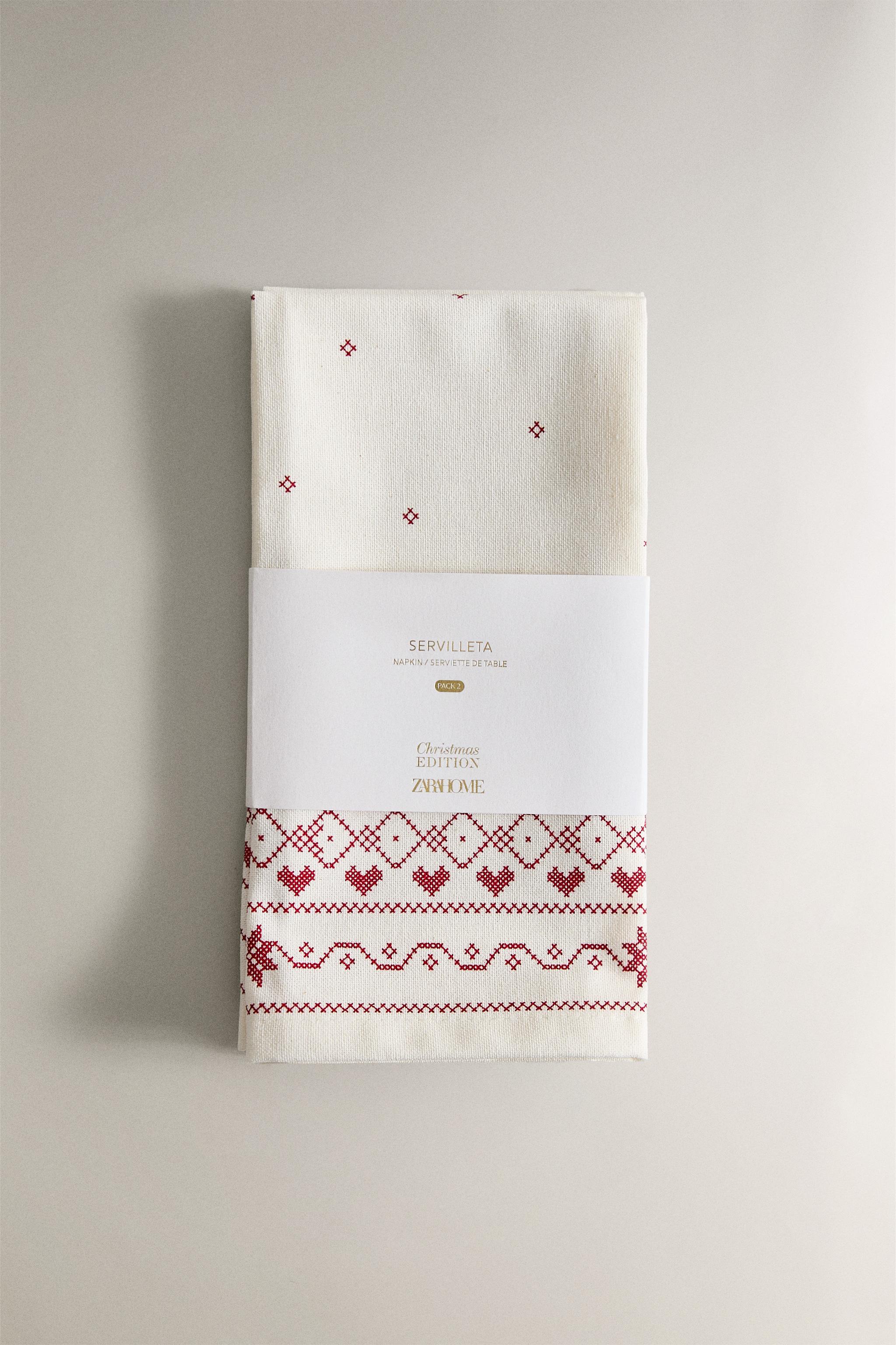 SET OF CHRISTMAS PRINT COTTON NAPKINS (SET OF 2)