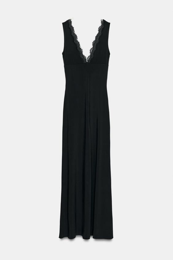 ROBE LONGUE BRETTELLES COMBINÉE - Noir de Zara - Image 5