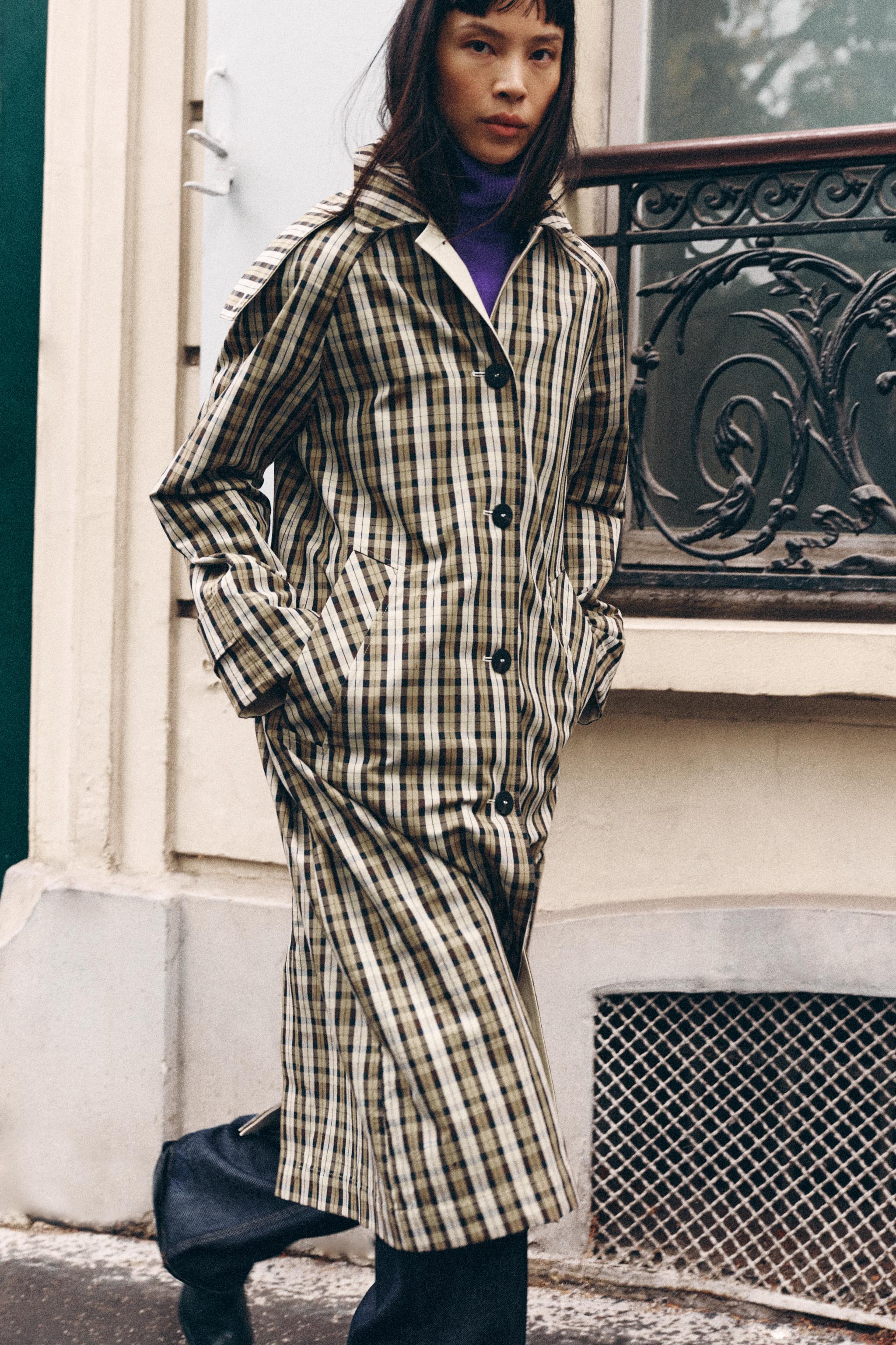 REVERSIBLE PLAID TRENCH COAT ZW COLLECTION