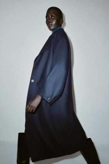 Zara OVERSIZED WOOL BLEND COAT - Navy blue